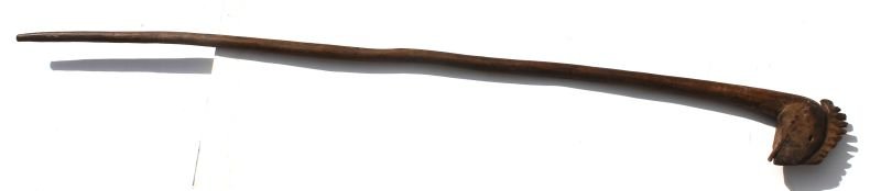 antique Native American made maple cane w animal carved: antique Native American made maple cane w animal carved head - 44" long