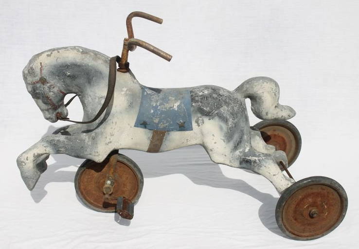 1920's Cast Metal Riding Horse/ Tricycle 41" Long X 2