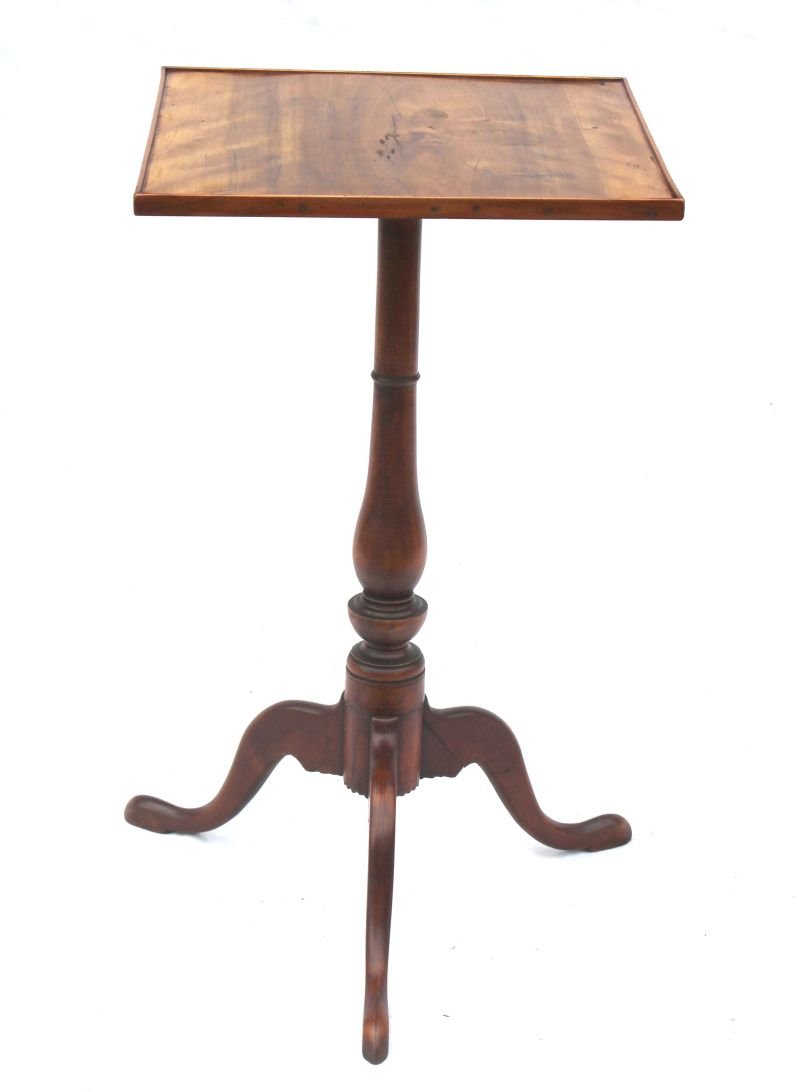 ca 1800 period CT River Valley birch & cherry tray top : ca 1800 period CT River Valley birch & cherry tray top spider leg candlestand - 27" tall x 15 1/2"x16" top