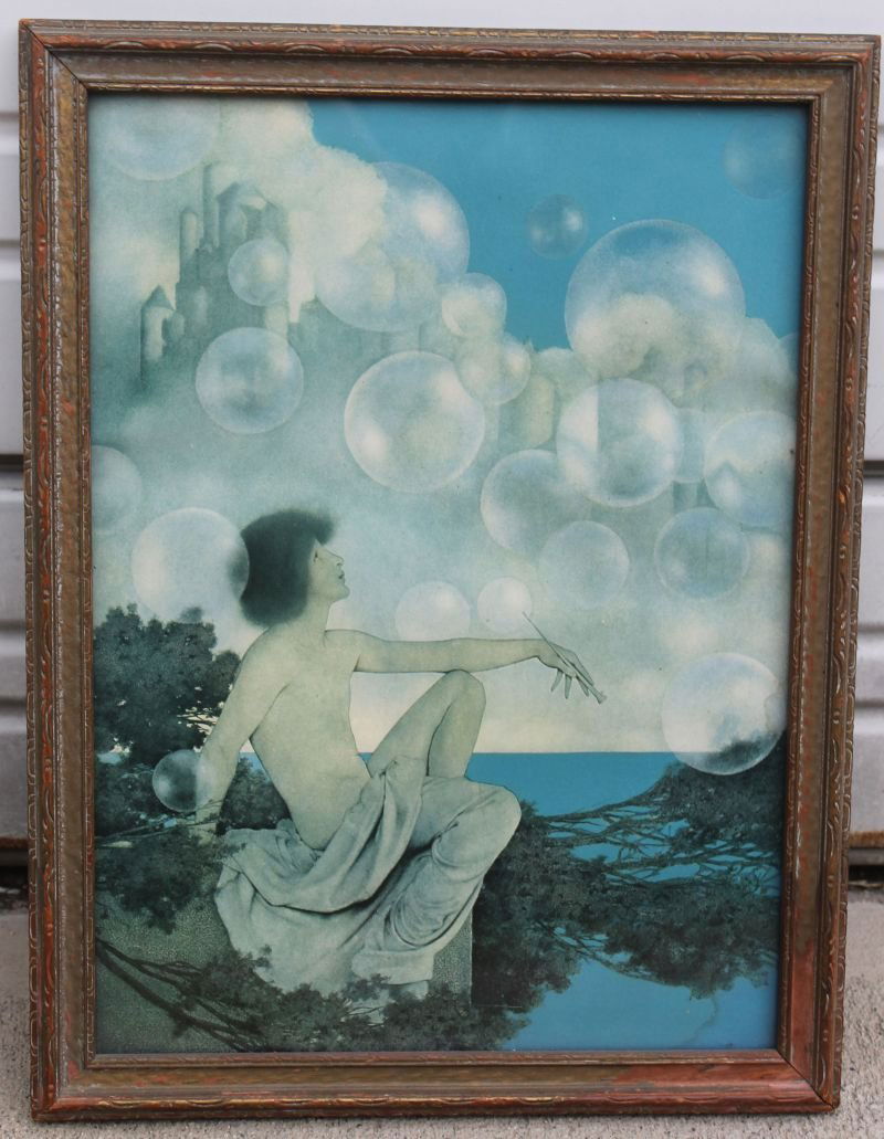 Maxfield Parrish print "Air Castle" ca 1904 in orig: Maxfield Parrish print "Air Castle" ca 1904 in orig frame - 16 1/2" x 12 1/2" overall framed size