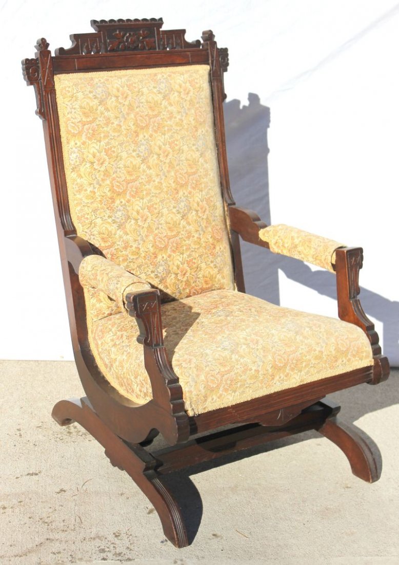 Eastlake Vict carved walnut platform rocker - 38" tall: Eastlake Vict carved walnut platform rocker - 38" tall