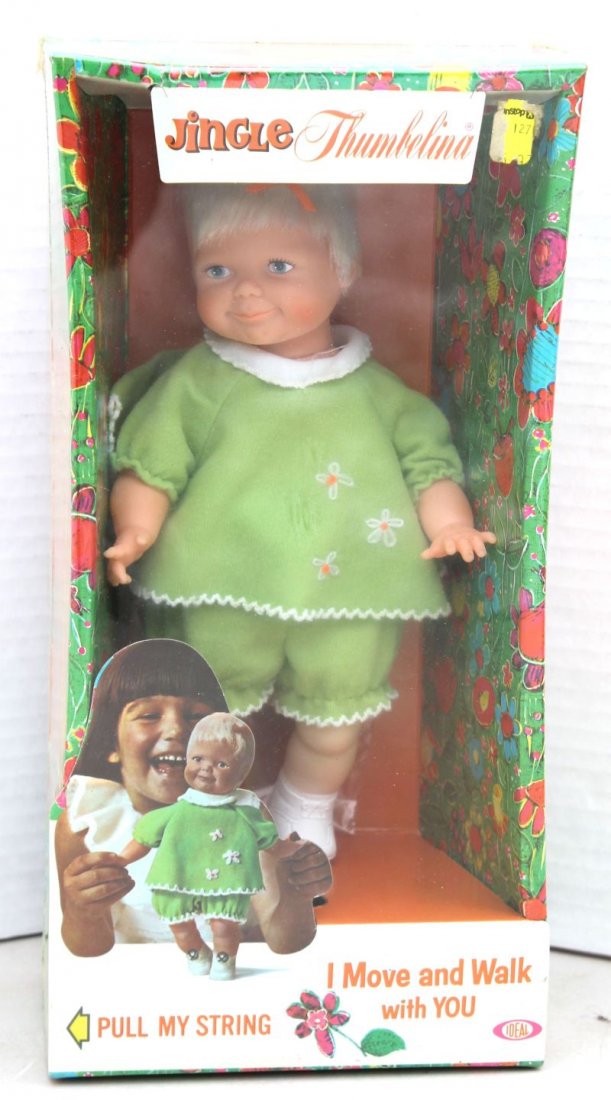 ca 1969 Ideal "Jingle Thumbelina" w pull string to make: ca 1969 Ideal "Jingle Thumbelina" w pull string to make her move & walk - mint in box - approx 9 1/2" tall