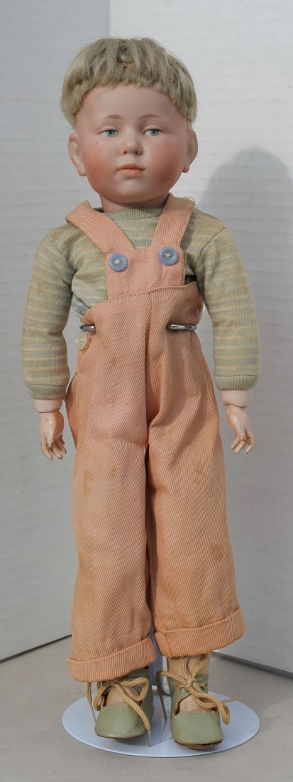 ca 1920's Kammer & Reinhardt character boy (Peter) doll: ca 1920's Kammer & Reinhardt character boy (Peter) doll w intaglio eyes, closed mouth & orig mohair wig - redressed - 14 1/2" tall