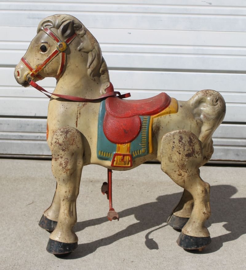 ca 1920's/30's "Mobo" child's ride 'em horse - 30" tall: ca 1920's/30's "Mobo" child's ride 'em horse - 30" tall x 27" wide