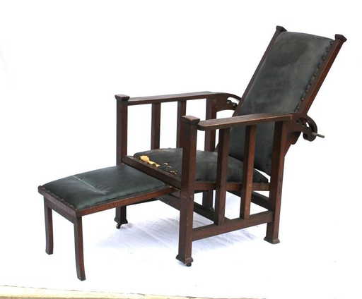 Rare Sgnd Hunzinger Antique Oak Reclining Morris Chair - Rare Sgnd Hunzinger Antique Oak Reclining Morris Chair