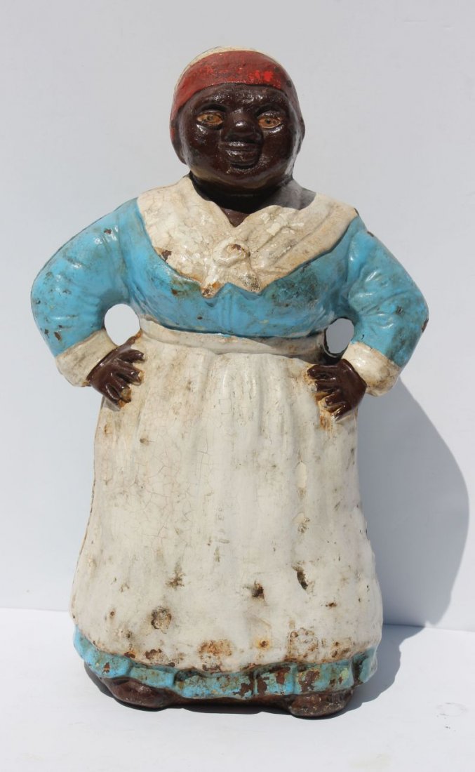ca 1920 sgnd Hubley cast iron Mammy doorstop - 12" tall: ca 1920 sgnd Hubley cast iron Mammy doorstop - 12" tall