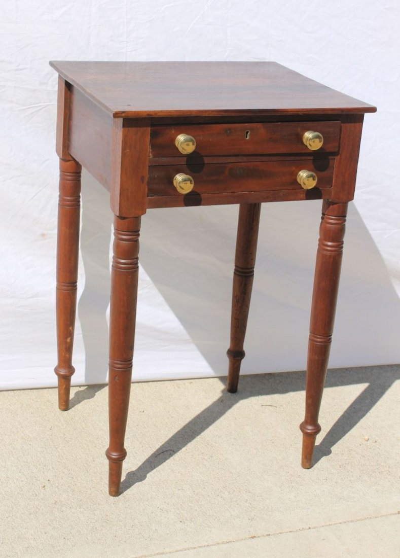 ca 1810 period Sheraton mahog 2 drawer work table - 28: ca 1810 period Sheraton mahog 2 drawer work table - 28 1/2" tall x 18 3/4" wide