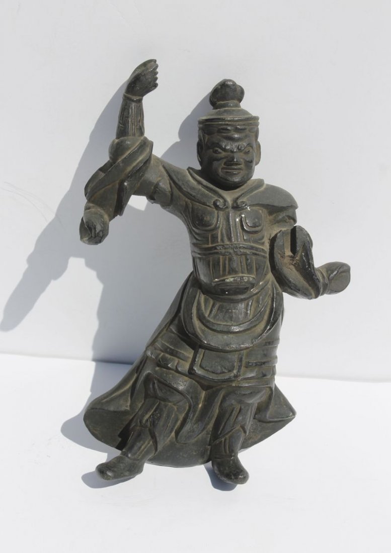 Asian cast iron figural warrior ornament - 9" tall: Asian cast iron figural warrior ornament - 9" tall