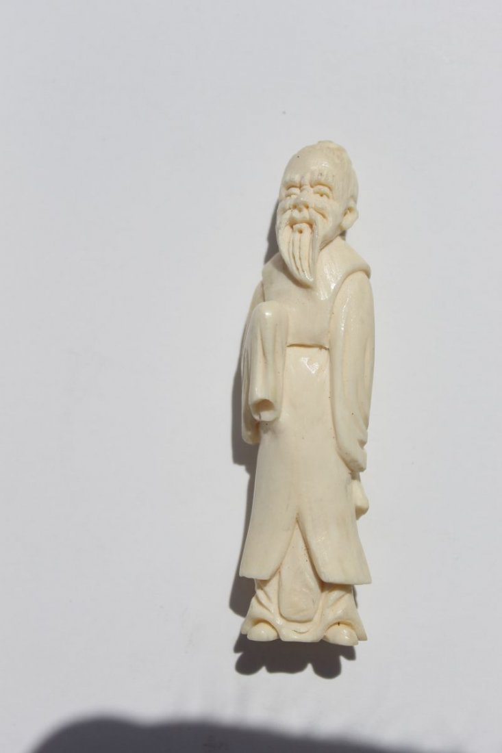 Asian carved ivory figural netsuke of a man - 2 3/4": Asian carved ivory figural netsuke of a man - 2 3/4" tall
