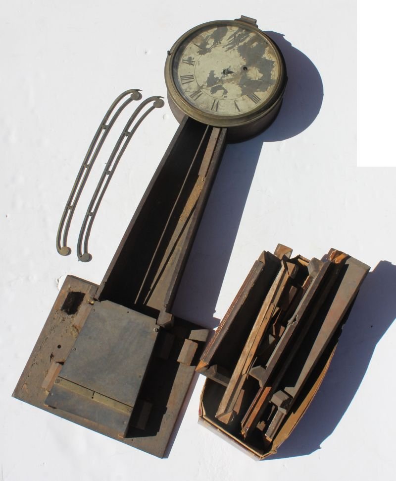 period Eastern MA banjo clock ca 1800-1820 - as found -: period Eastern MA banjo clock ca 1800-1820 - as found - parts unit