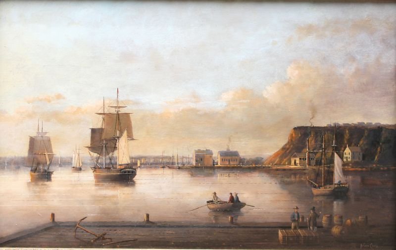 fine Brian Coole 14"x22" o/bd depicting "Baltimore: fine Brian Coole 14"x22" o/bd depicting "Baltimore Inner Harbor" as it appeared ca 1830 - Private collection
