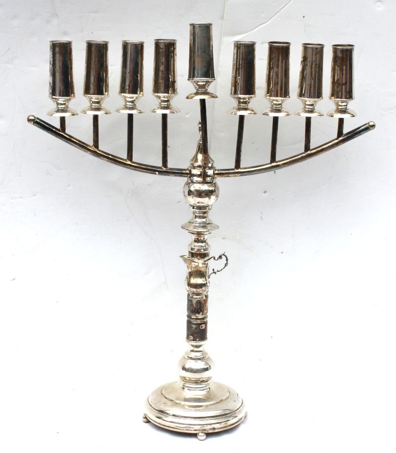 sterling silver large Menorah marked Hazorfim - weighs: sterling silver large Menorah marked Hazorfim - weighs approx 38.1ozt