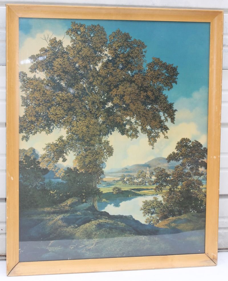 lg Maxfield Parrish "Peaceful Valley" print - overall: lg Maxfield Parrish "Peaceful Valley" print - overall framed size 33" x 26 3/4"