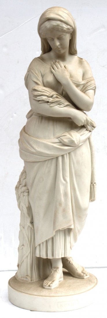 Wonderful (one of the best we've ever had) large ca: Wonderful (one of the best we've ever had) large ca 1860s Parian sculpture of the Bibilical figure "Ruth" - 29" tall -great detail