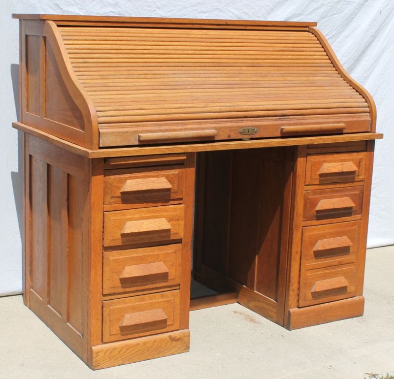 Victorian Oak S roll top desk - 50" wide x 30" deep x: Victorian Oak S roll top desk - 50" wide x 30" deep x 47" tall