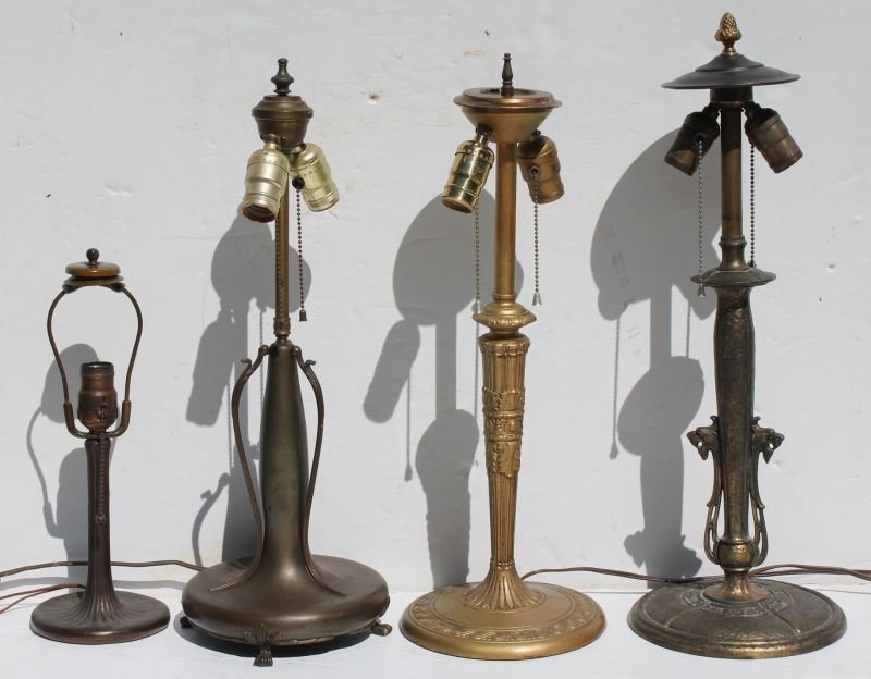 lot of 4 lamp bases incl sgnd Handel & Pairpoint: lot of 4 lamp bases incl sgnd Handel & Pairpoint