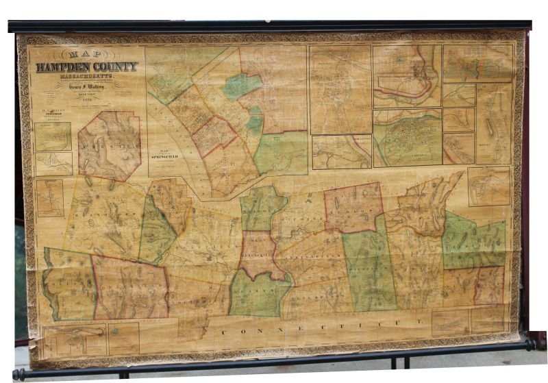 large Hampden County, MA map made in Boston dated 1855: large Hampden County, MA map made in Boston dated 1855 featuring Springfield, Longmeadow & numerous other Western MA towns