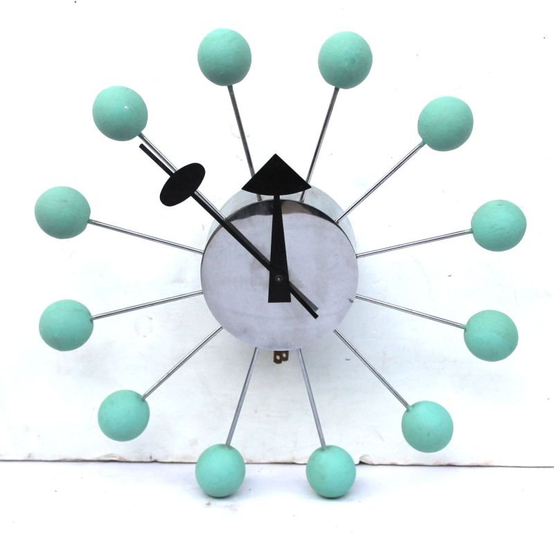 Howard Miller Mid-Century Modern wall clock - overall: Howard Miller Mid-Century Modern wall clock - overall diam 13 1/2"