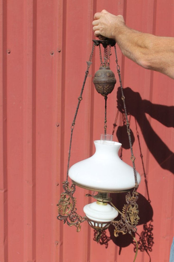 antique 2 tier opaque (white) hanging adjustable light: antique 2 tier opaque (white) hanging adjustable light fixture