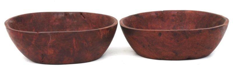 rare near pr of antique burl bowls - 7 1/4" x 6" x 2: rare near pr of antique burl bowls - 7 1/4" x 6" x 2 1/4" tall