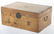 antique Chinese hide covered box w lock & carrying hand