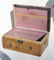 antique Chinese hide covered box w lock & carrying hand - 3