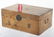 antique Chinese hide covered box w lock & carrying hand - 5