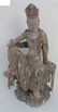 antique large carved wooden Quan Yin figure w traces of