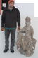 antique large carved wooden Quan Yin figure w traces of - 4