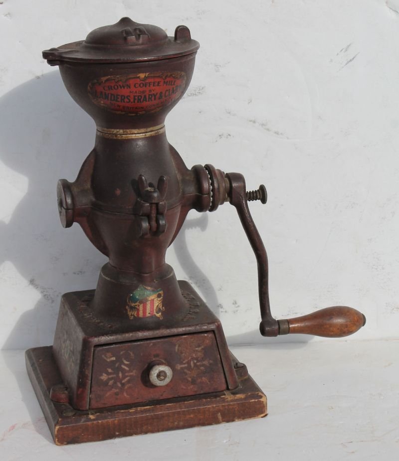 Fine 19thC Landers, Frary & Clark New Britain, CT No. 1: Fine 19thC Landers, Frary & Clark New Britain, CT No. 11 coffee grinder in orig surfaces & excellent cond - 12 1/2" tall