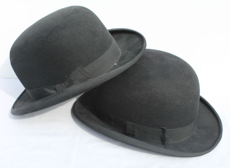 2 ca 1920's vintage bowler/derby hats - 1 by Knox & the: 2 ca 1920's vintage bowler/derby hats - 1 by Knox & the other by Brookfield