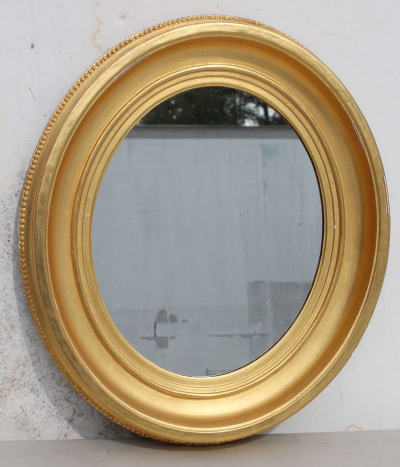 large antique oval gilded mirror - 22" x 18" - Enfield : large antique oval gilded mirror - 22" x 18" - Enfield Estate