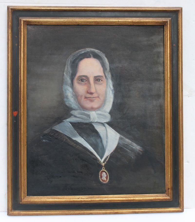 H. Hilliard Smith (1871-1948) 22"x18" o/c portrait of S: H. Hilliard Smith (1871-1948) 22"x18" o/c portrait of Sara Goodrich (1781-1850) - Sara Goodrich was the mother of Sophia who was the wife of Captain James Hilliard - painted from orig daguerreotype ph