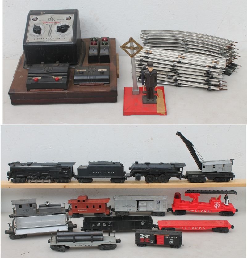 Lionel train set & accessory w 2 locomotives & 11 addit: Lionel train set & accessory w 2 locomotives & 11 additional cars plus tracks, transformer, etc - Attic found