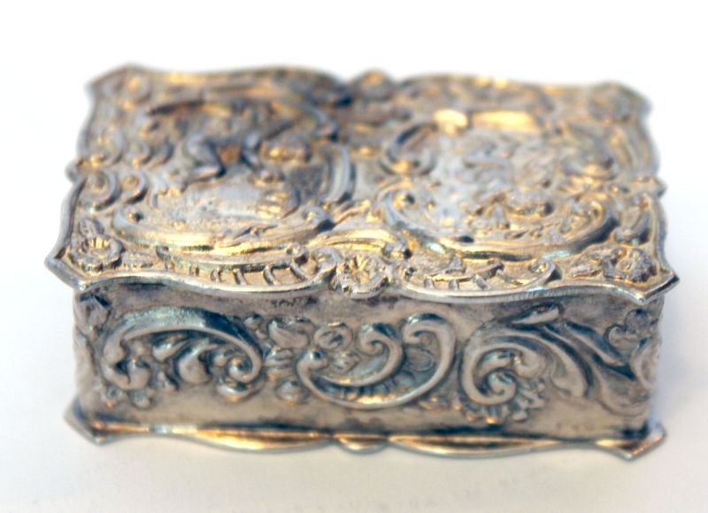 antique Birmingham, England silver trinket box w putti (1 of 4)