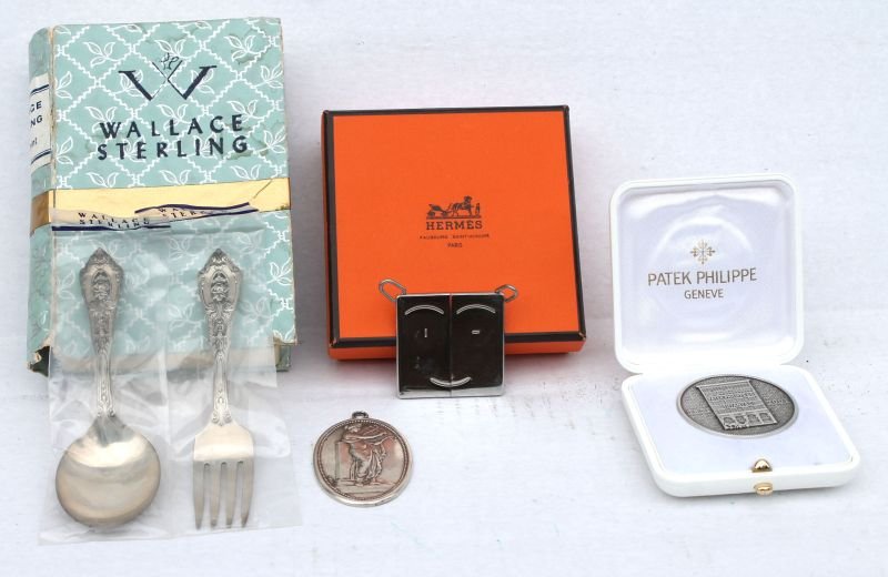 box lot incl Wallace sterling silver baby fork & spoon (1 of 7)