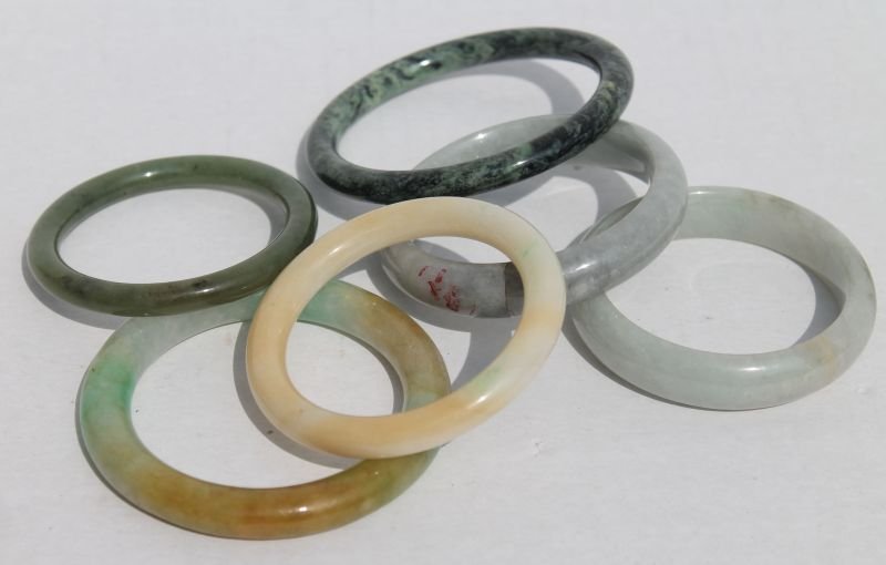 lot of 6 Chinese jade bangle bracelets (1 of 1)