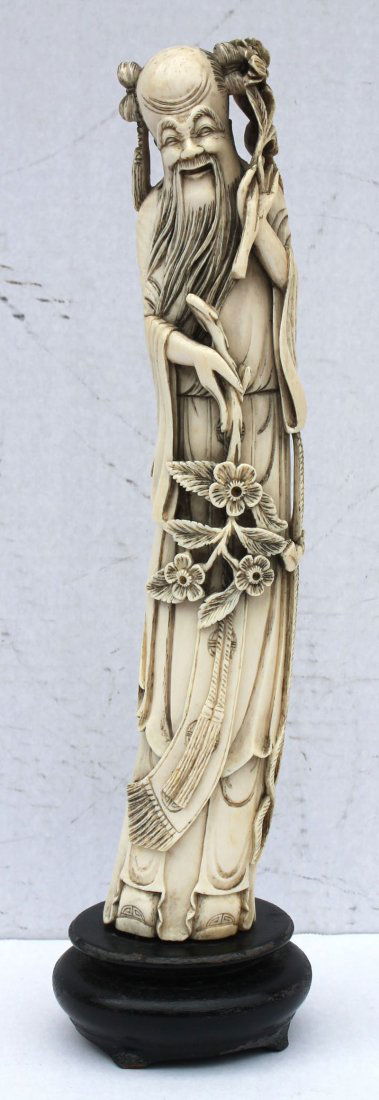 antique Chinese carved ivory 12" tall figure of a (1 of 5)
