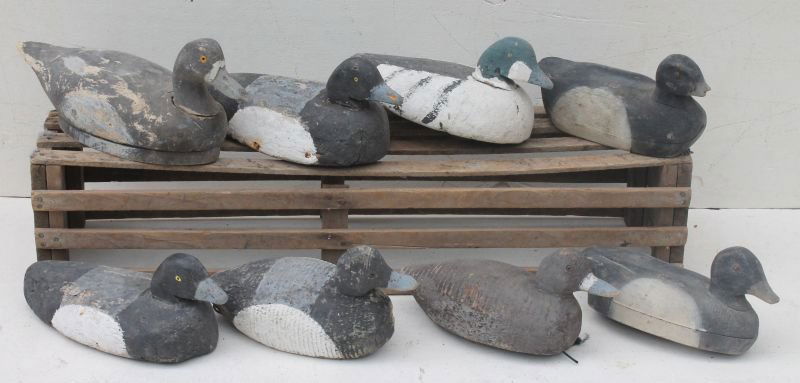 an assembled set of 8 antique wooden carved & orig (1 of 2)