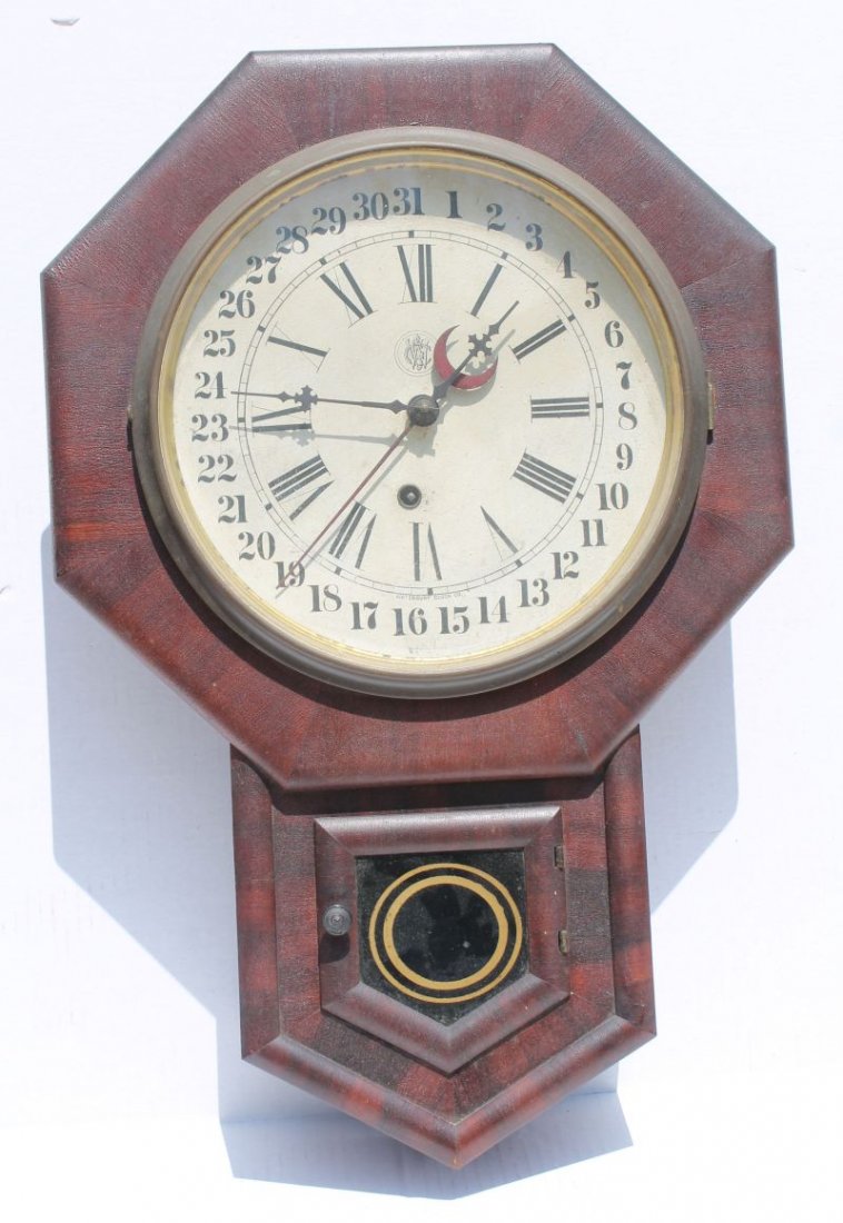 19thC Waterbury Schoolhouse calendar clock (1 of 3)