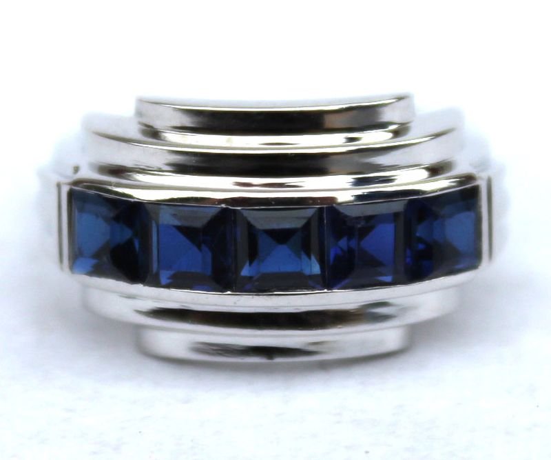 14k Art Deco sapphire ring - size 5 (1 of 3)