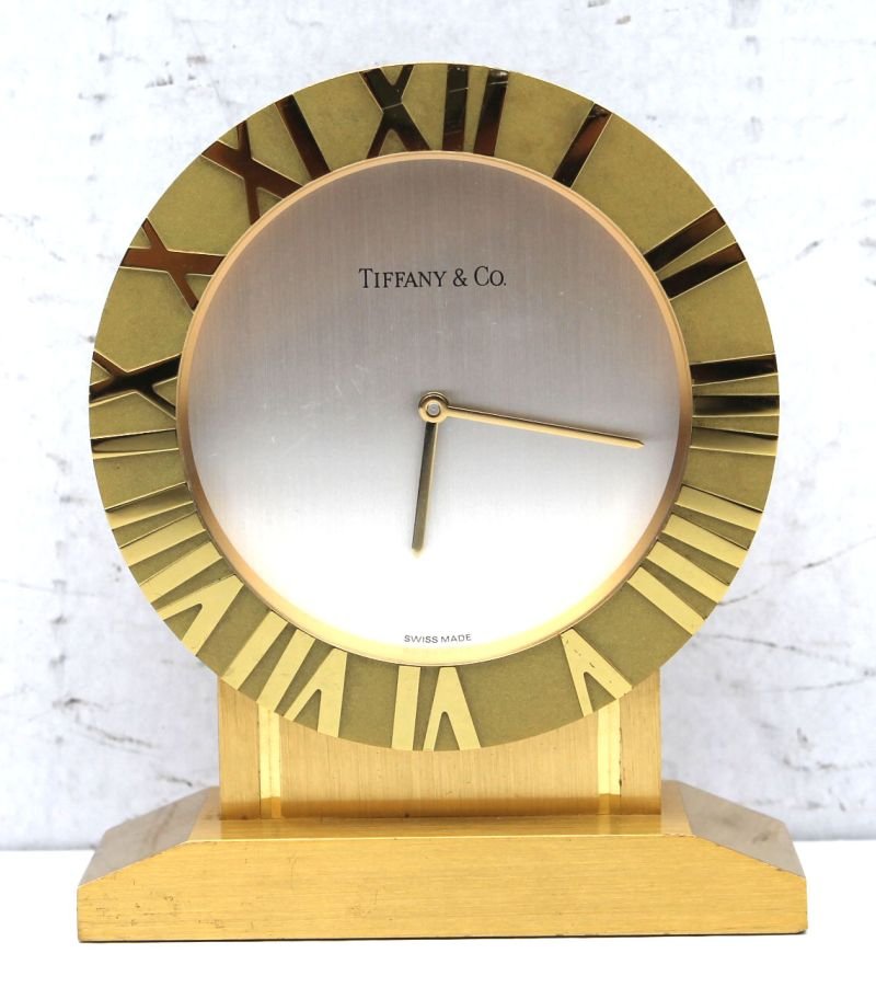 sgnd Tiffany & Co Swiss made brass Atlas clock - (1 of 5)