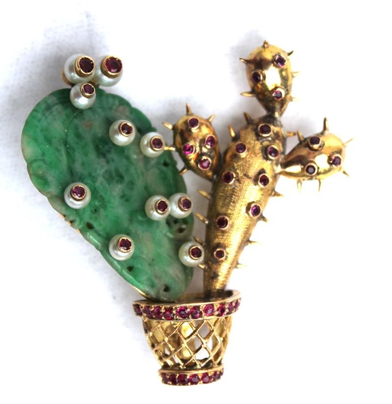 Art Deco ca 1930 sgnd Nardi (Venezia)18k jadeite, ruby (1 of 6)