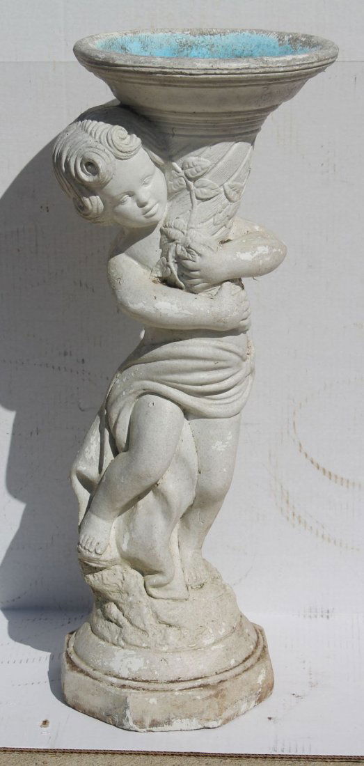 Concrete child figural bird bath - 26 1/2" tall (1 of 3)