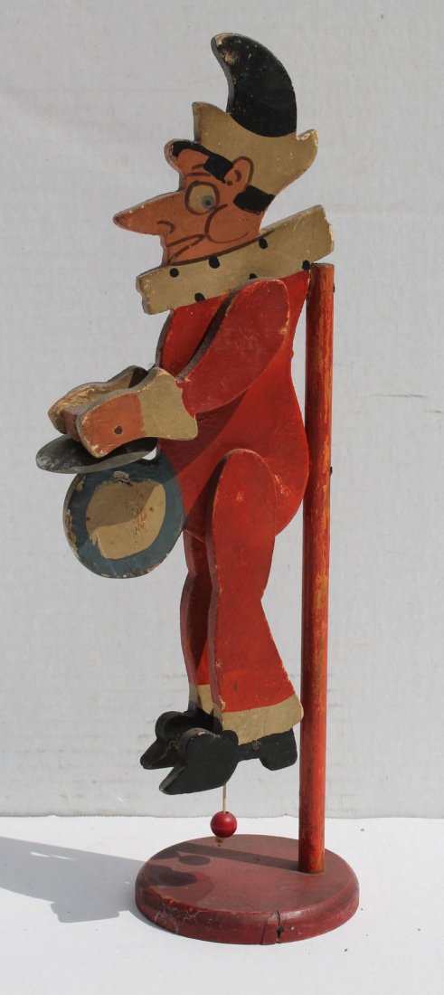 great ca 1900-1920 whimsical pine string toy clown w (1 of 3)