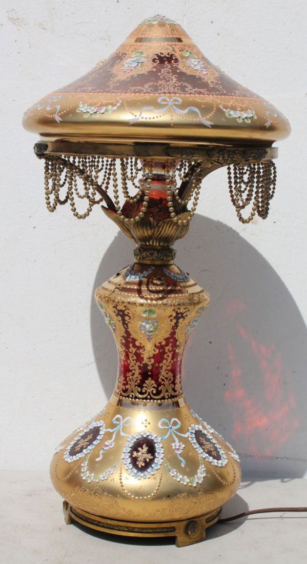 Beautiful Bohemian glass table lamp w light up base - (1 of 4)