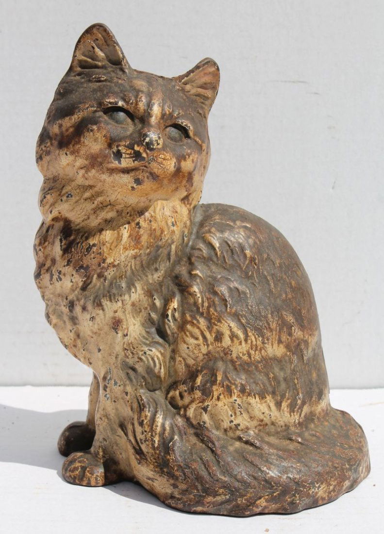 ca 1920 Hubley cast iron full bodied cat doorstop in (1 of 4)