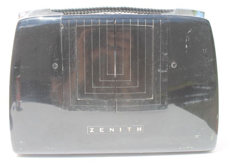Zenith Hard Plastic and Metal Case Portable Radio- 10": Zenith Hard Plastic and Metal Case Portable Radio- 10" tall x 14" wide x 5 1/2" deep