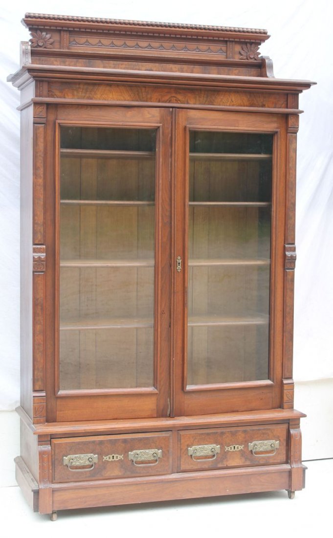 Classic Victorian carved walnut 2 door over 2 drawer (1 of 5)