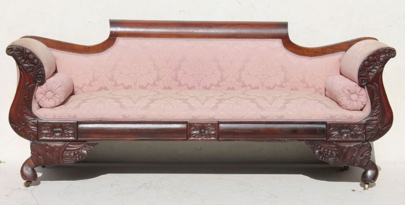 antique carved mahog Federal sofa w cornucopias, (1 of 3)